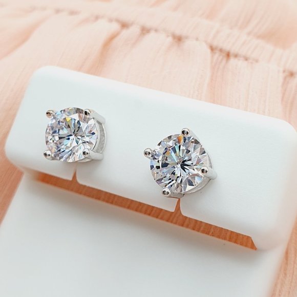 7MM S925 Sterling Silver CZ Stud Earrings for Women/Girl, US19251017 - Picture 10 of 14